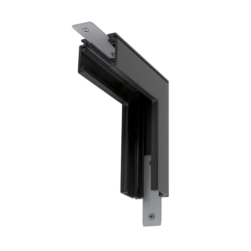 L-connector mechanical, 48V TRACK, for mounting track standard, stereo, black