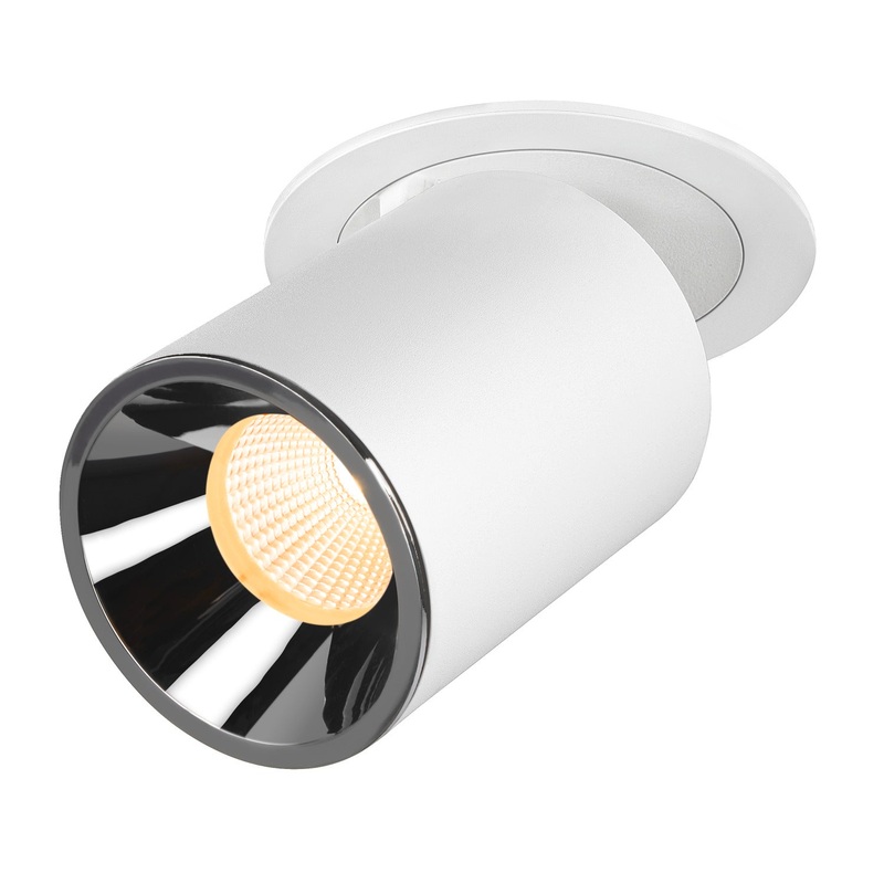 NUMINOS PROJECTOR L recessed ceiling light, 3000 K, 40, cylindrical, white / chrome