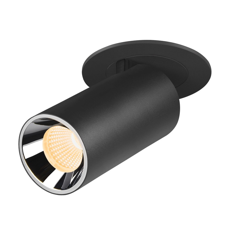 NUMINOS PROJECTOR S recessed ceiling light, 3000 K, 40, cylindrical, black / chrome