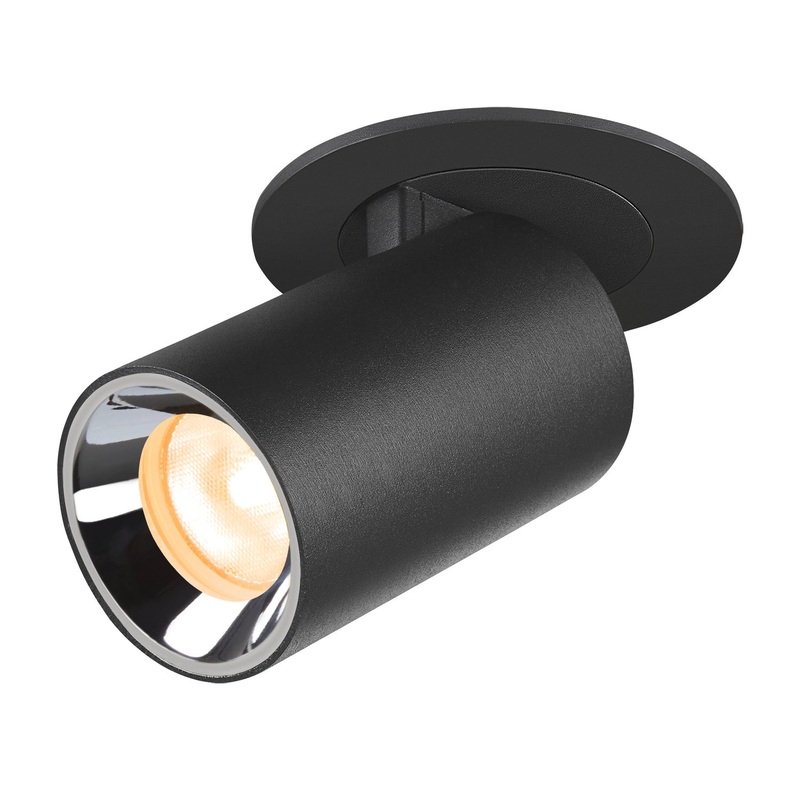NUMINOS PROJECTOR XS recessed ceiling light, 3000 K, 55, cylindrical, black / chrome