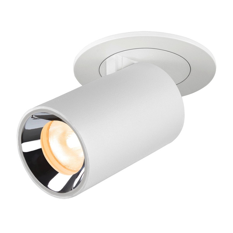 NUMINOS PROJECTOR XS recessed ceiling light, 3000 K, 55, cylindrical, white / chrome