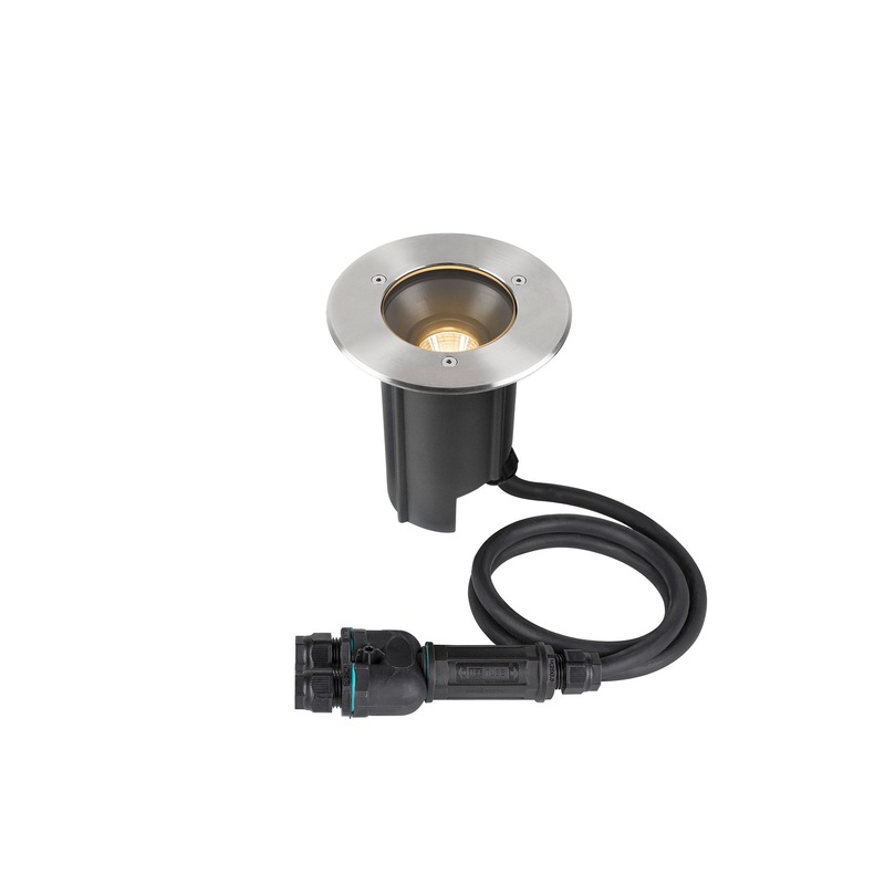 DASAR M, recessed floor light, round cover, 24, 3000K, incl. DALI driver, stainless steel