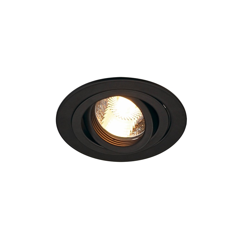 PIREQ GU10 ROUND downlight, matt black, max. 50W, incl. clip springs