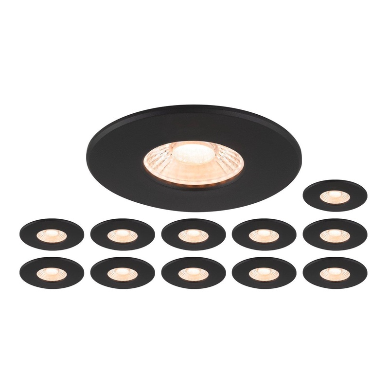 Set consisting of 12 x 1007095 UNIVERSAL DOWNLIGHT PHASE IP65 38 and 1007096 UNIVERSAL DOWNLIGHT cover IP65 black round