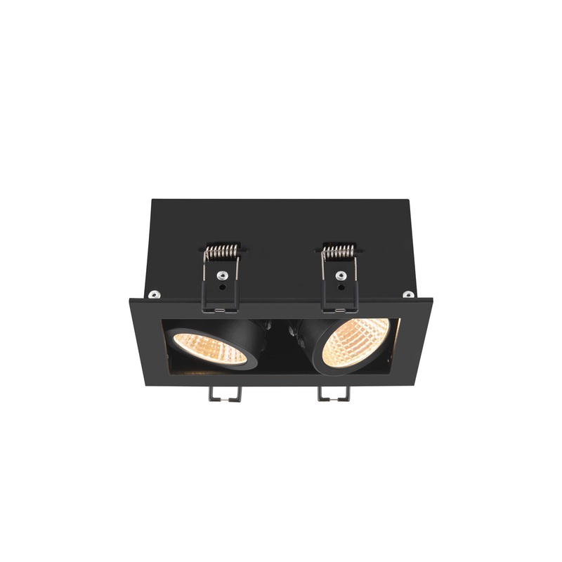 KADUX, recessed ceiling light, double, 3000K, 38, IP 20, square, black