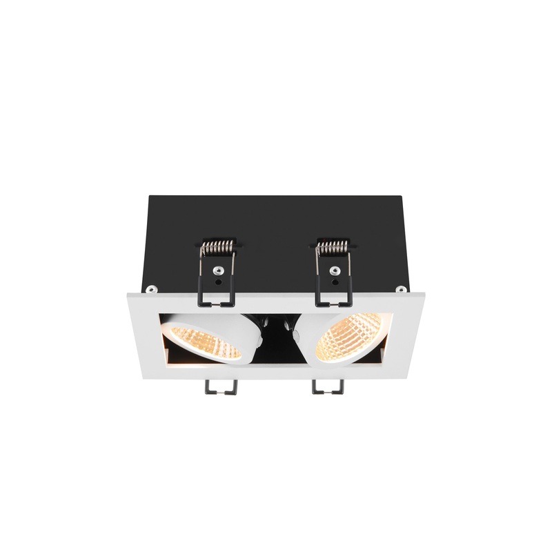 KADUX, recessed ceiling light, double, 3000K, 38, IP 20, square, white