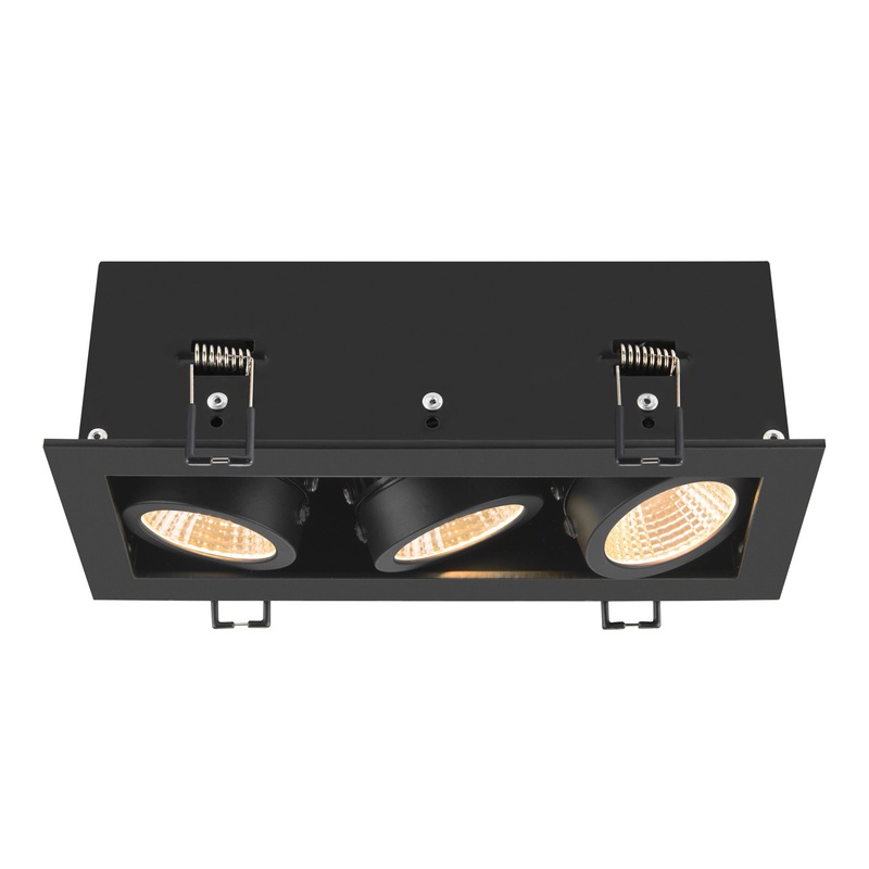 KADUX, recessed ceiling light, triple, 3000K, 38, IP 20, square, black