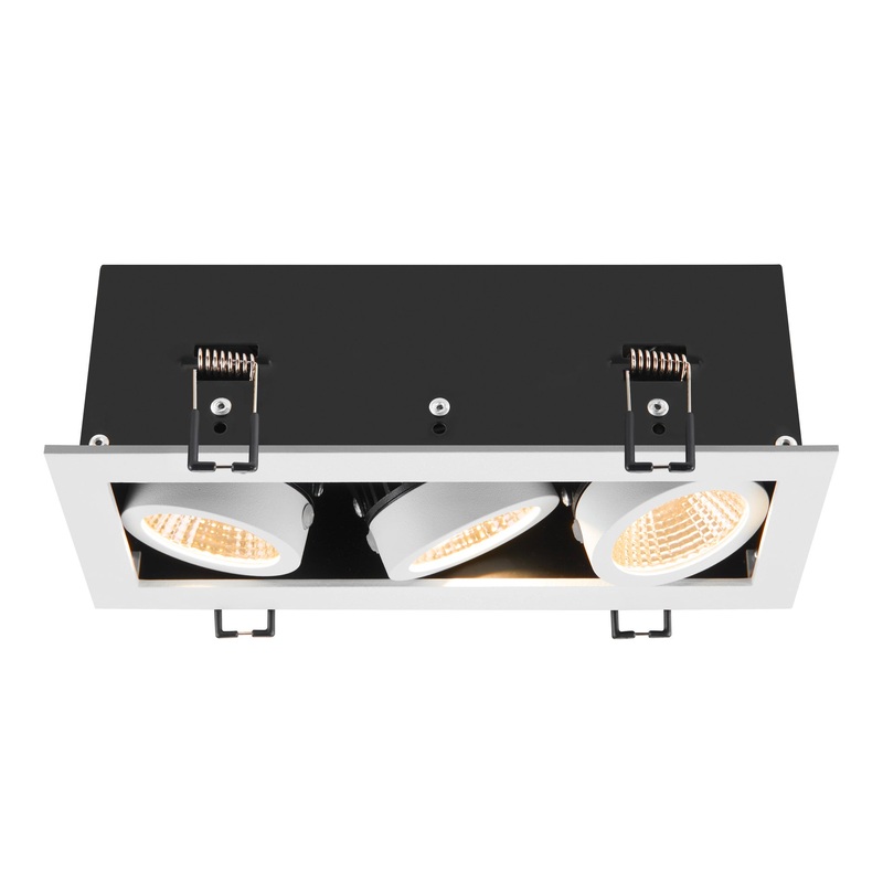 KADUX, recessed ceiling light, triple, 3000K, 38, IP 20, square, white