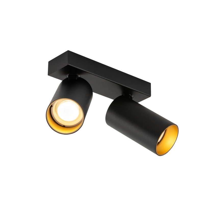KAMI, ceiling-mounted light, double, 2x max. 10W, GU10, black/gold