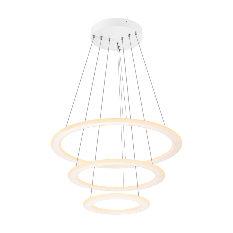 ONE FLAT, pendant light, triple, 300cm, 2700/3000K, DALI 2, Touch, white
